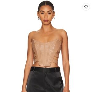 NWT NBD Corlie Faux Leather Top in Camel